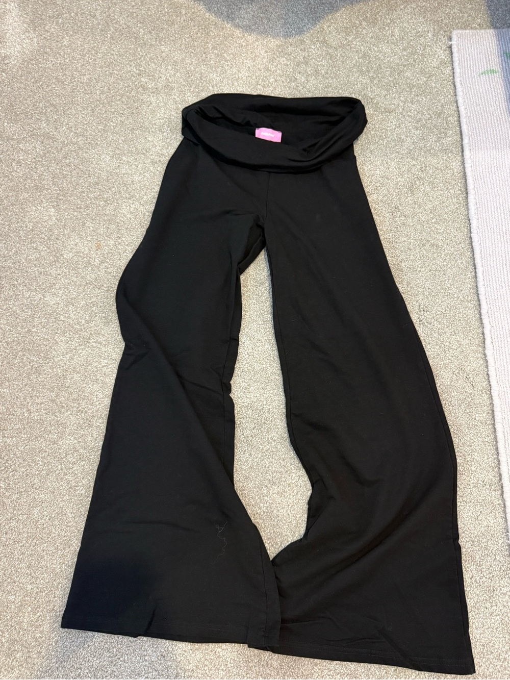 Edikted Black Wide-Leg Foldover Waist Pants